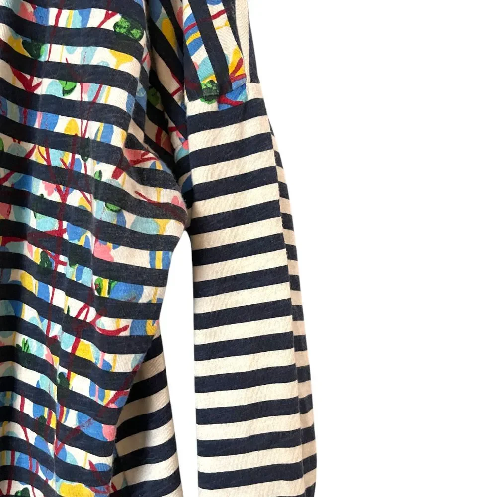 Michael Defeo for J. Crew black White Multicolor Stripe Long‎ Sleeve Tee XL